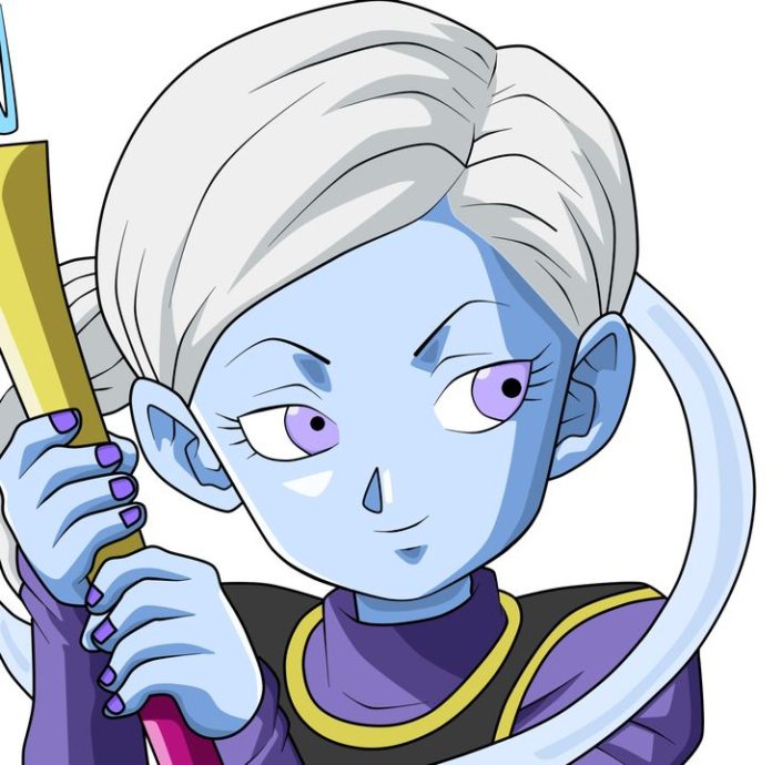 A young female dragon ball z character holding something.