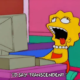 Lisa Simpson laughing at a computer.